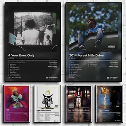 Pop Music Album Cover Poster Set, O Fora de Temporada, J.Cole, Mundo, Rapper, Hip Hop, 2014, Your Eyez Only, Impressão em Tela, Wall Art, Room Decor