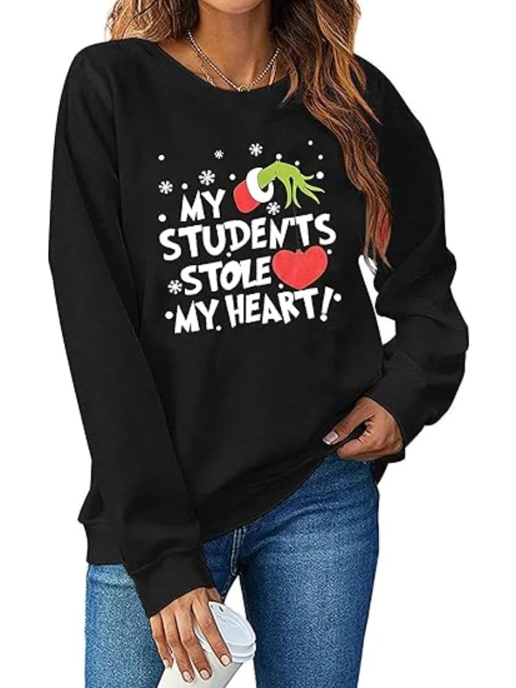 المرأة الملونة شجرة عيد الميلاد بلوزات عيد الميلاد الجرافيك قميص عيد الميلاد عطلة حزب طويلة الأكمام البلوز بلوزة