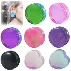 1Pair Solid Ear Plug Ear Gauge Ear Tunnels Expander Plugs Stretcher Stone Glass Material Earrings Ear Lobe Piercing Jewelry