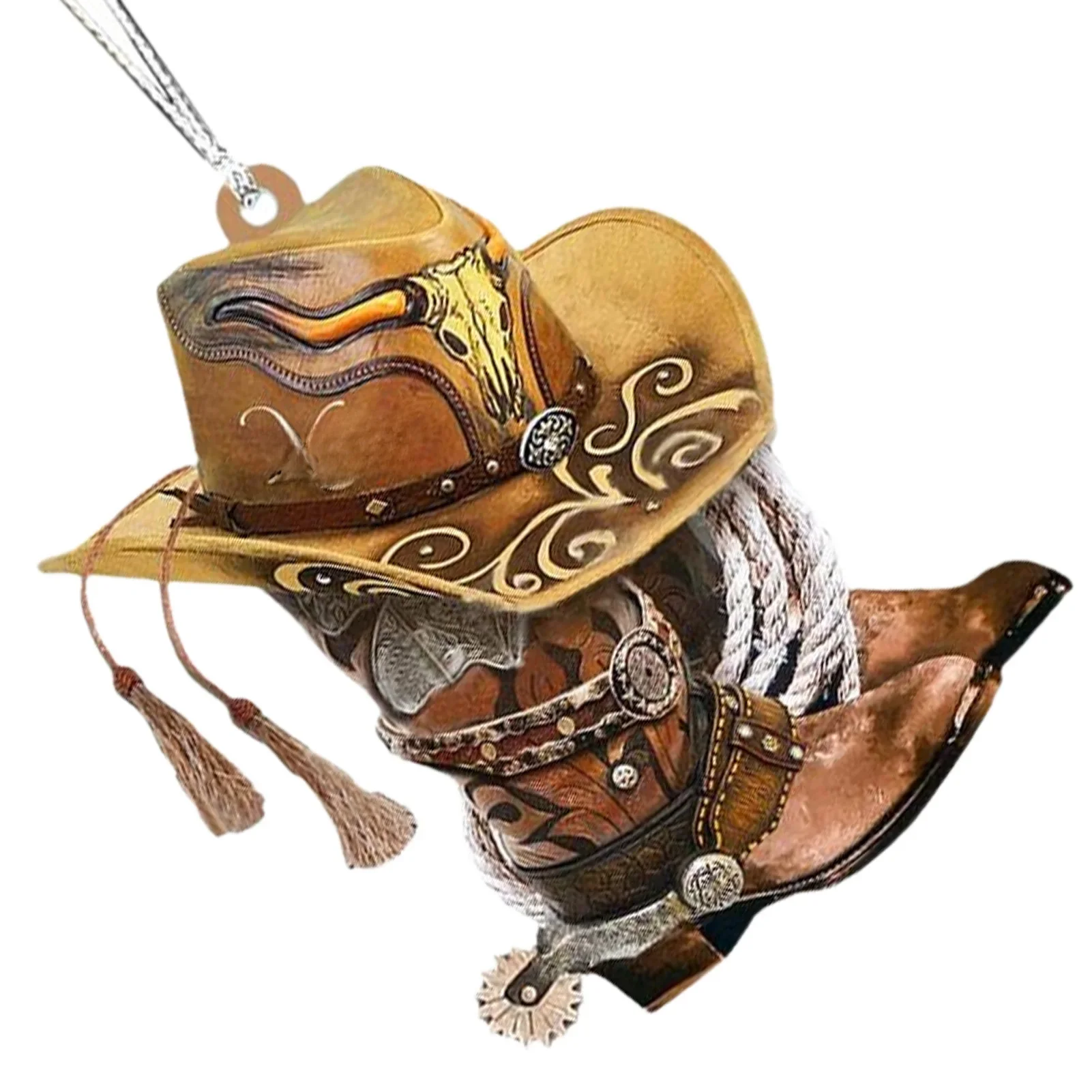 Bottes de cowboy suspendues pour rétroviseur de voiture, ornement, pendentif, acrylique, accessoires, écharpe, conception