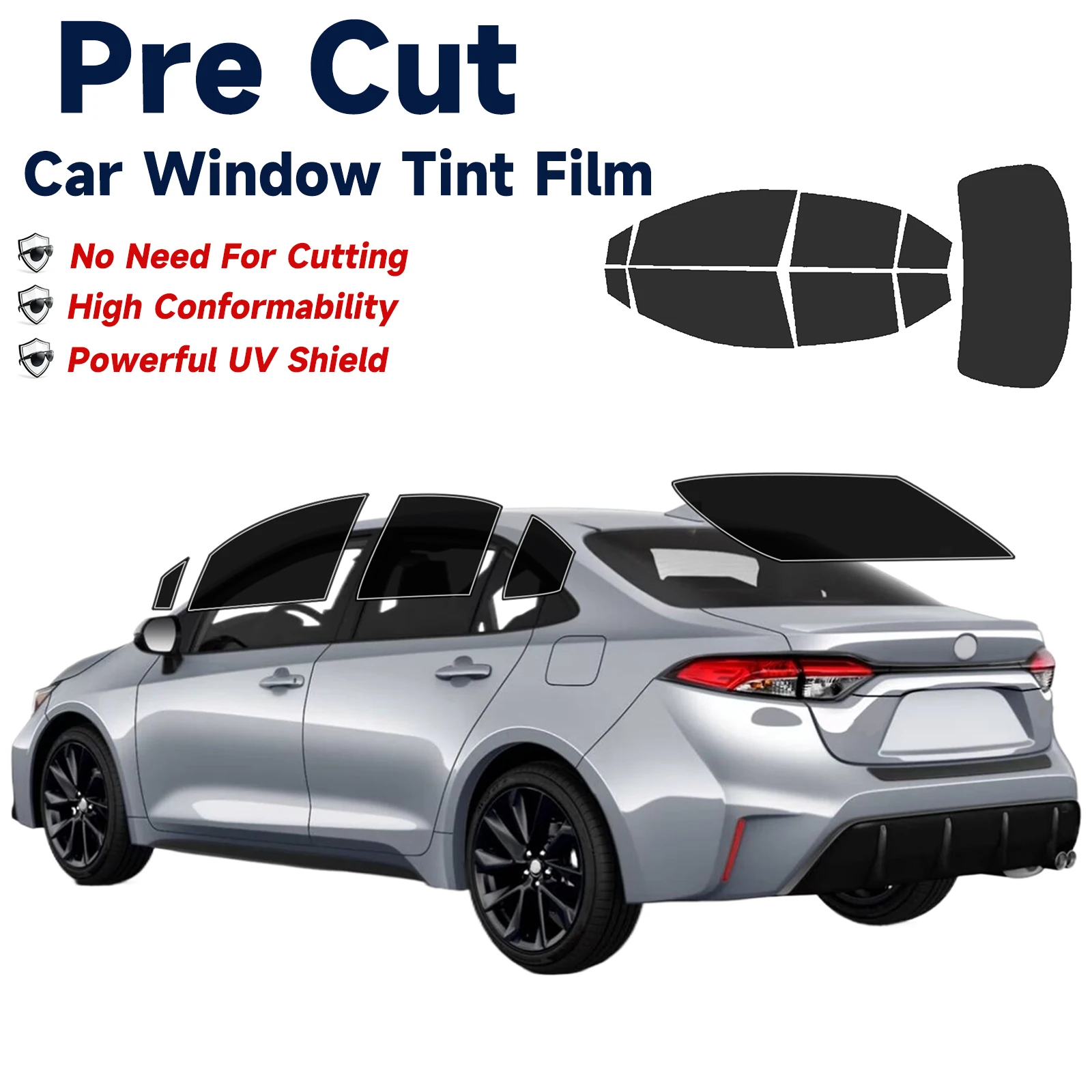 PreCut Window Tint Car For Toyota Corolla 2020-2026 All Sides Sun UV-IR Blocking Heat & Glare 2Ply Window Protector Films Shade