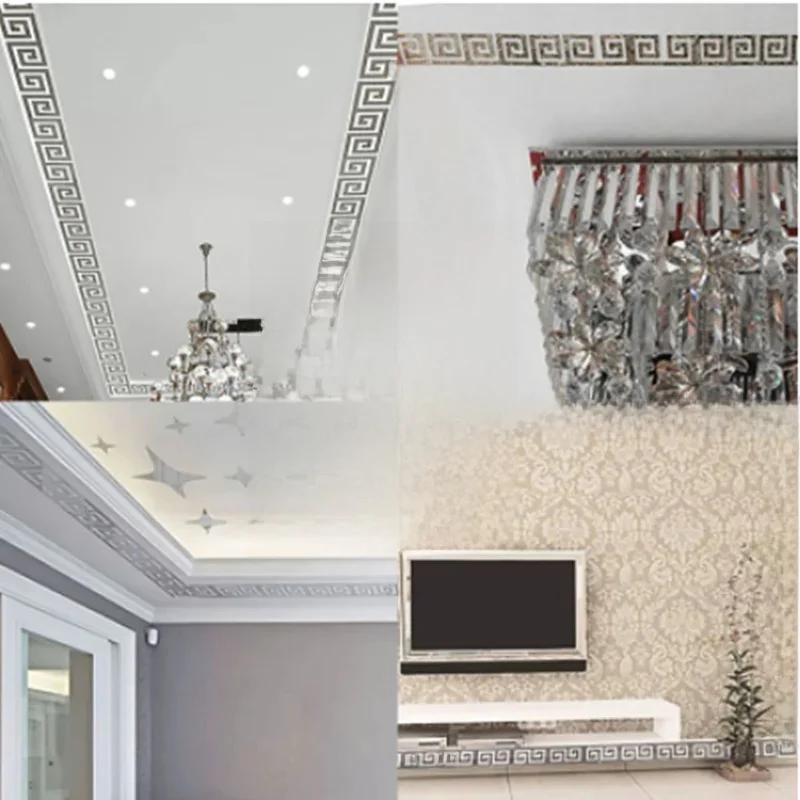 Autocollant miroir 3D auto-adhésif, 10 pièces, ligne de taille, 10x10cm, stickers muraux bricolage, épissage art mural, salon bord bande coin ligne