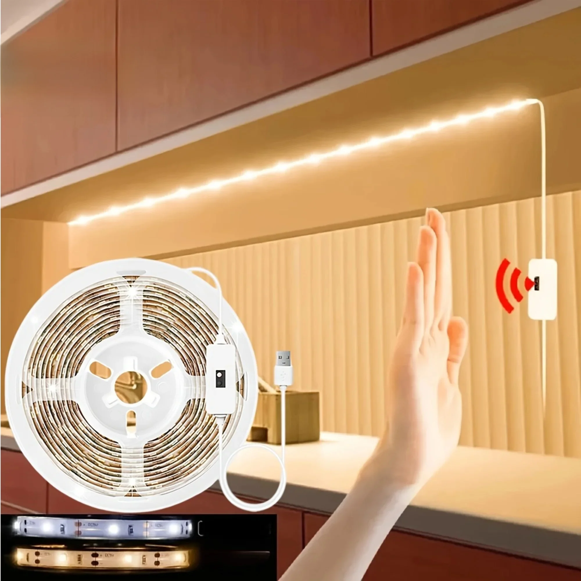 1-5M LED Lights Strip DC 5V USB Gesture Control 60 LEDs/m Backlight Dimmable Sensor Night Lights TV Kitchen Under Cabinet Lamp — zdjęcie 2