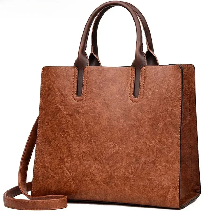 Vintage skóra olejowa skóra duża torba na co dzień torebki damskie wysokiej jakości torebki damskie torba na ramię typu crossbody torby listonoszki sac — zdjęcie 2