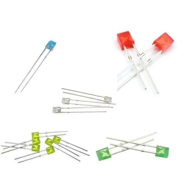 Bezpłatny statek 100PCS 2 * 3 * 4 / 2 * 5 * 7 Kwadratowa dioda LED DIP Czerwony Żółty Zielony Niebieski Wysoka jasność Koralik dioda elektroluminescencyjna 2x5x7 / 2x3x4 — zdjęcie 2