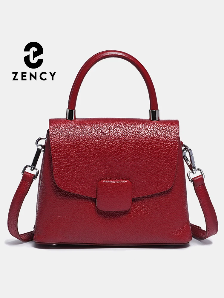 Zency Ladies Handbags Simple Leather Women Tote Designer Hasp Square Bag Crossbody Top-handle For Shopper Commuter Messenger Bag