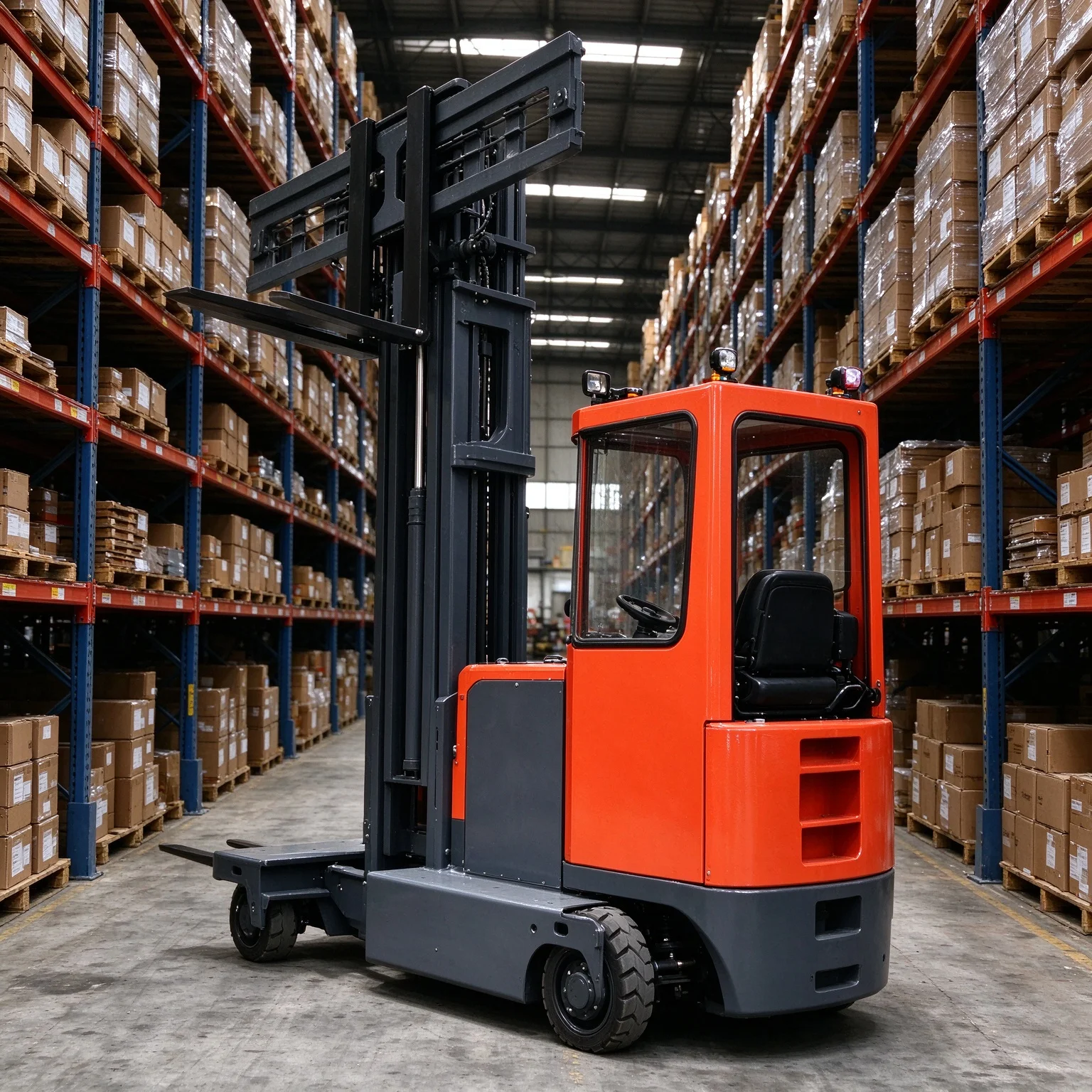 Sit-on Type 4-Way Electric Forklift Multi-directional Side Loader Assembly Hydraulic Lifting  for Aluminum Extrusion Transport