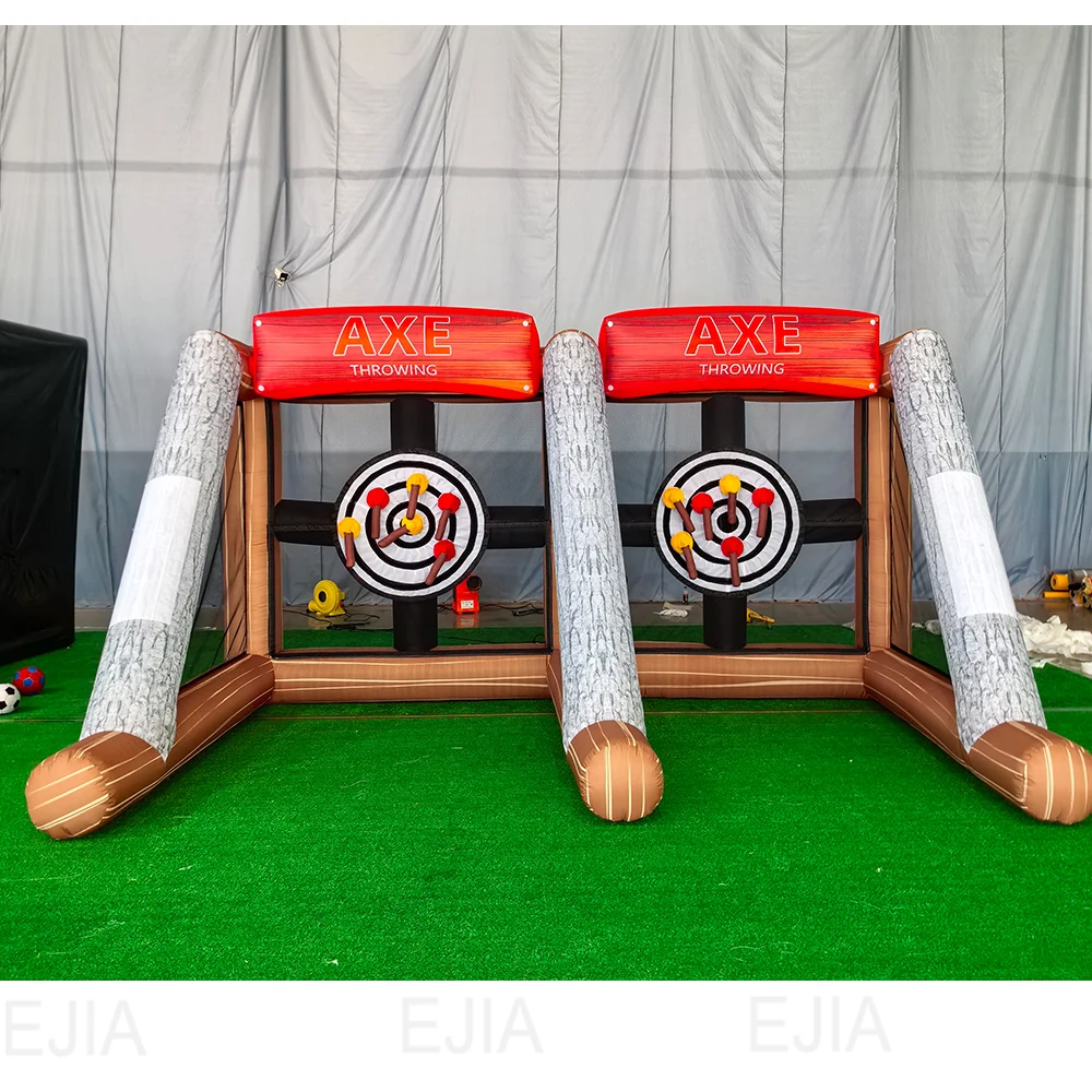 لعبة تحدي رمي الفأس القابلة للنفخ التجارية ذات المسار المزدوج تفجير الفأس رمي الاطفال تأجير الحفلات لعبة كرنفال قابلة للنفخ