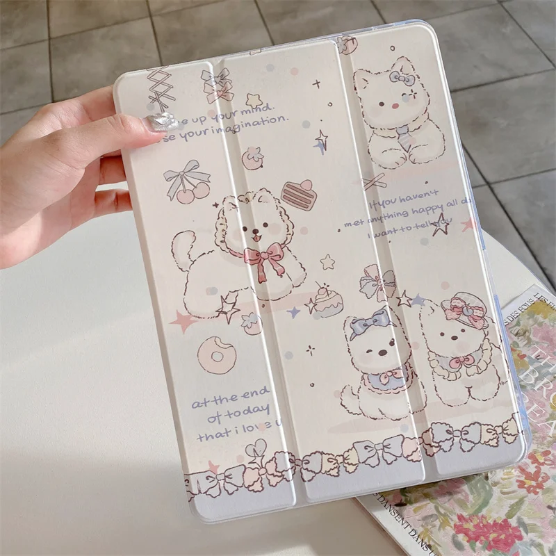 Cute Puppy Bow Tablet Case for Apple iPad Pro 11 9.7 10.2 10.9 Air 11 10.5 iPad 10 Cover Kawaii 2022