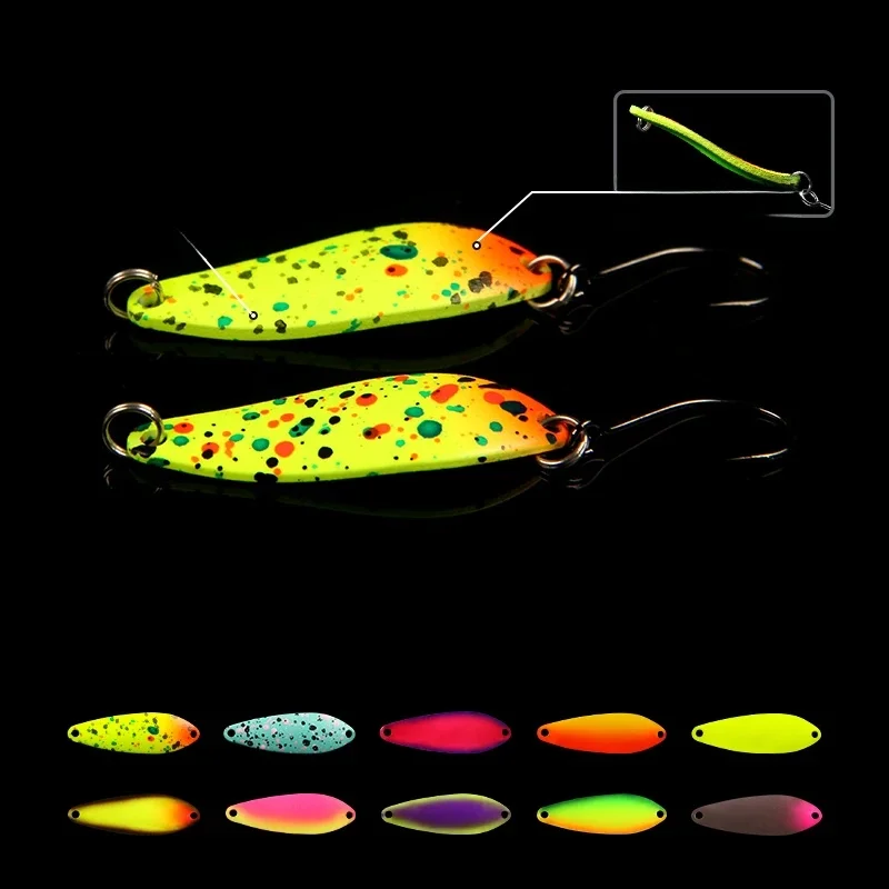 LETOYO 2.5g 3.5g cuillère en forme de feuille de saule leurre de pêche cuillère UV lumineuse zone de leurre truite Spinner appât cuillère pour truite perche appât