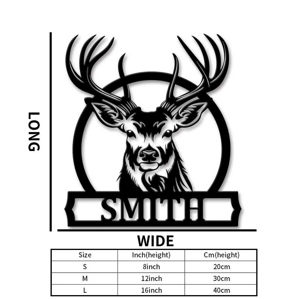 Personalized Deer Family Name Metal Sign Custom Antler Wall Art Hunting/Cabin/Rustic Home Decorations Gift for Him Father's Day