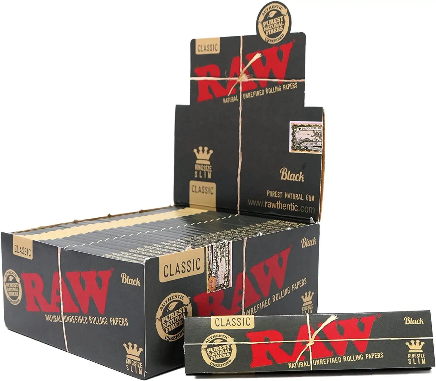 CARDS RAW CLASSIC BLACK KING SIZE SLIM LONG