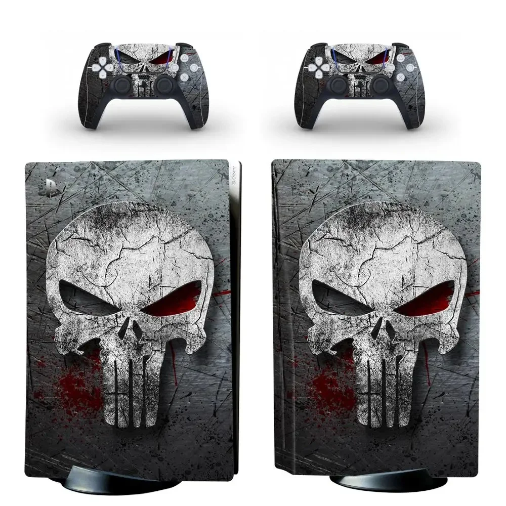 The Skull PS5 Standard Disc Edition autocollant de peau couverture pour Console et contrôleur PS5 autocollant de peau vinyle