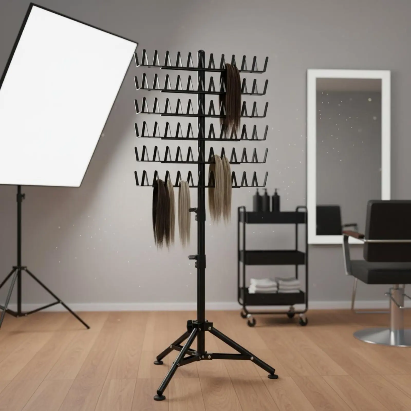 Salon Hair Extension Stand Floor-Standing Dreadlock Stand Salon-Grade Braiding Tool Adjustable Braiding Tripod
