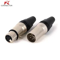 Adaptador de enchufe macho y hembra XLR de 5 pines, Conector de Cable XLR para micrófono/micrófono, funda de aleación de Zinc + contacto de Pin plateado, 1 unidad