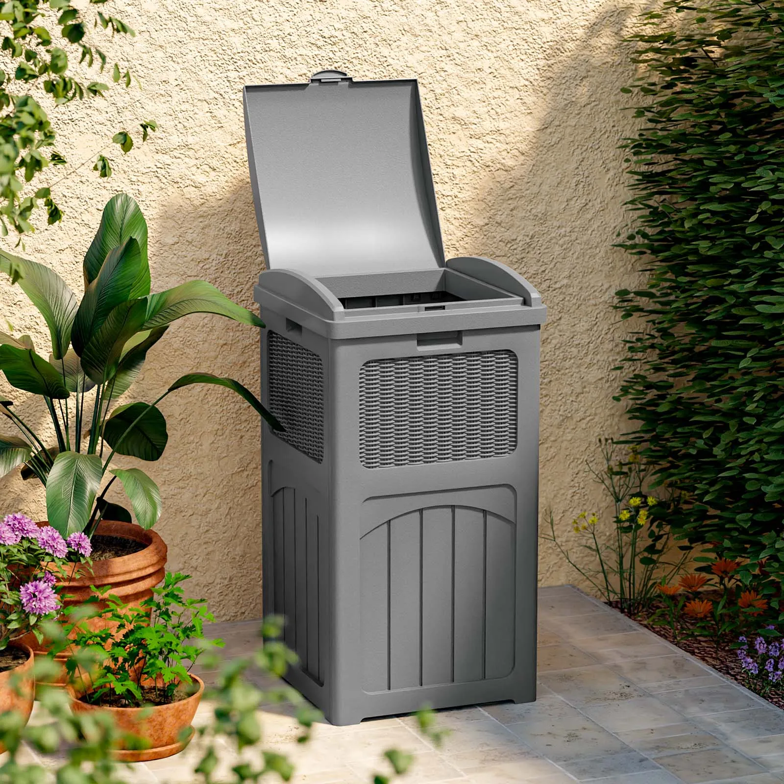 36 Gallonen Versteck kann Außen müll mit Riegel für Hinterhof, Deck oder Terrasse Harz