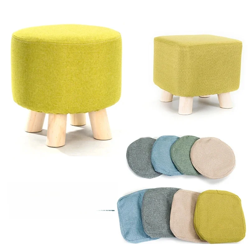 1Pc Elastische Poef Cover Effen Kleur Stof Kruk Covers Vierkante Voetsteun Covers All-Inclusive Anti Slip Voetenbank Kussenovertrekken - afbeelding 2