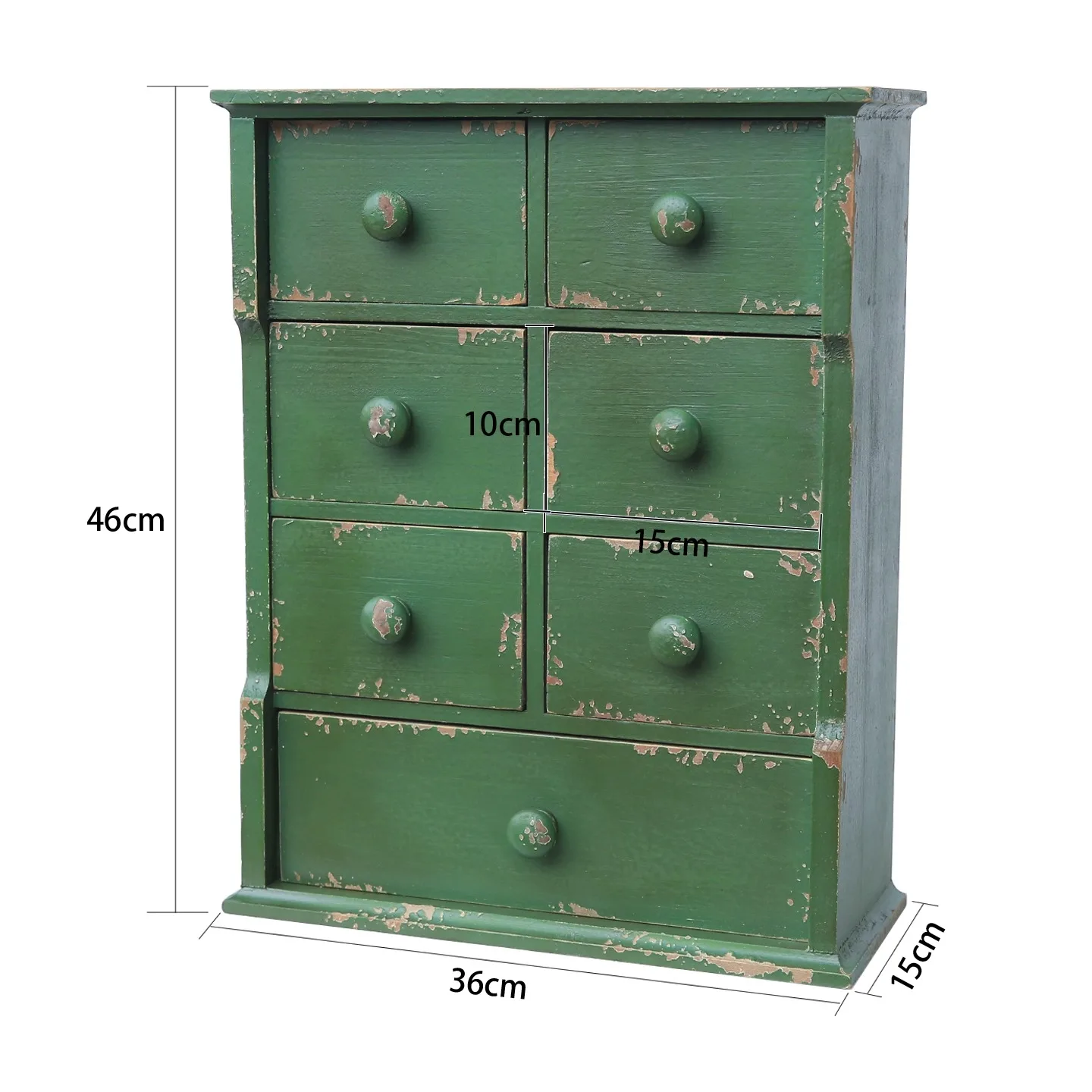 Vintage Green Wood Cabinet, Rustic Apothecary Drawers, Farmhouse Decor, Purposely Distressed