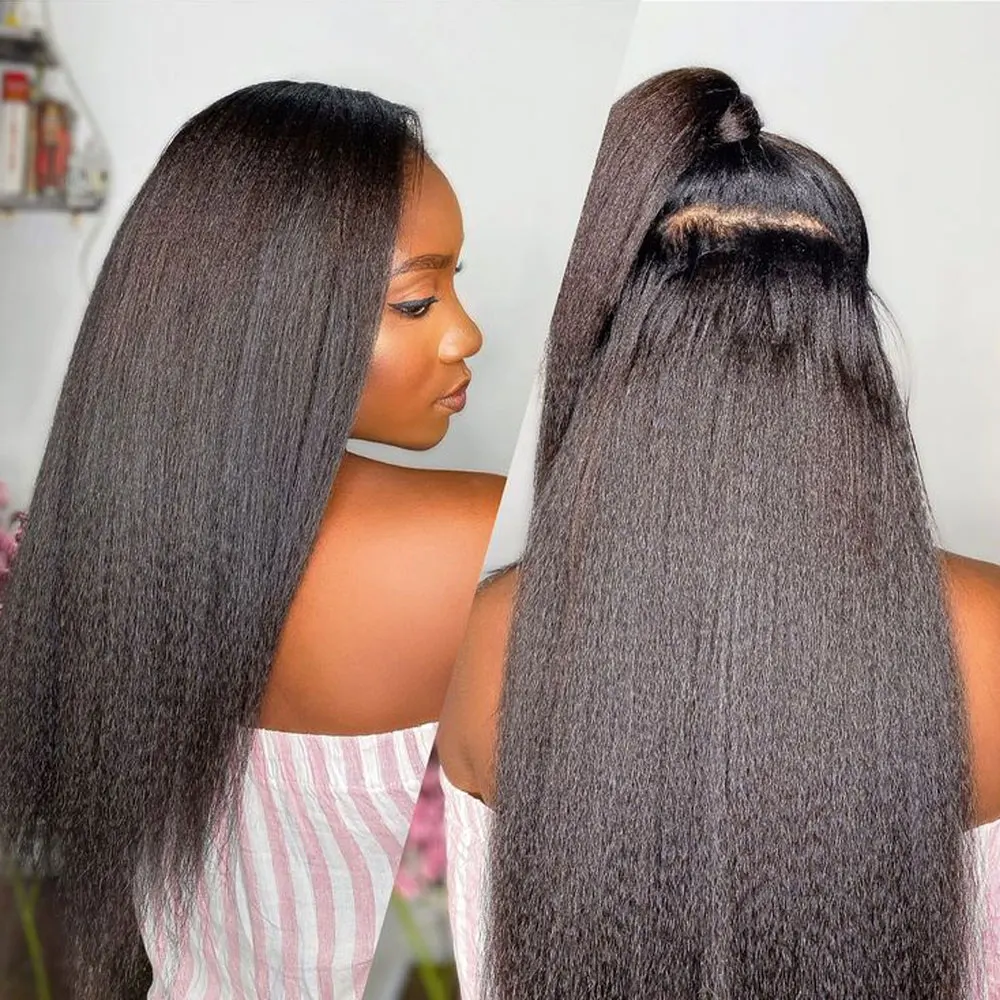 Megeen-extensiones de cabello humano rizado con Clip recto, extensiones de cabello Remy brasileño, Yaki, 120g, 8 unidades por juego