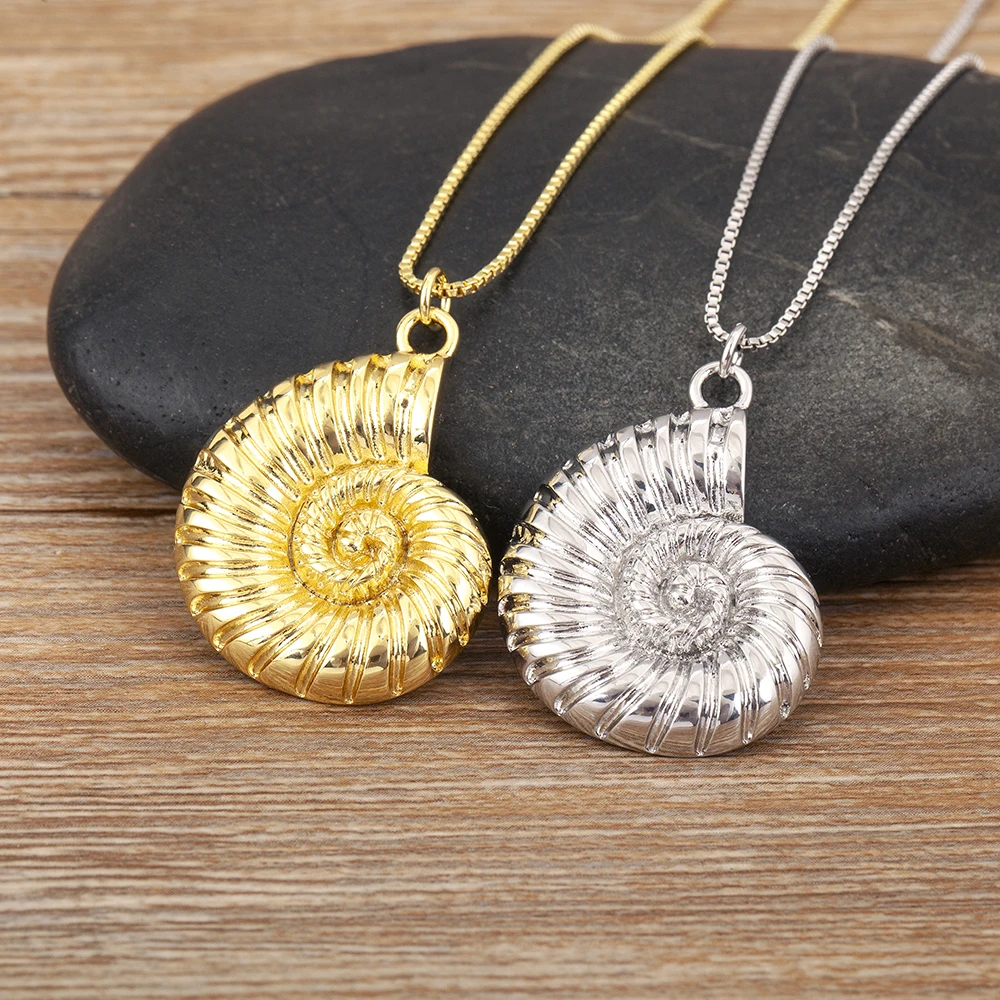 Nidin Hot Sale Popular Shell/Snail Shape Charm Pendant Necklace For Women Men Fashionable Chain Choker Jewelry Accessories Gifts