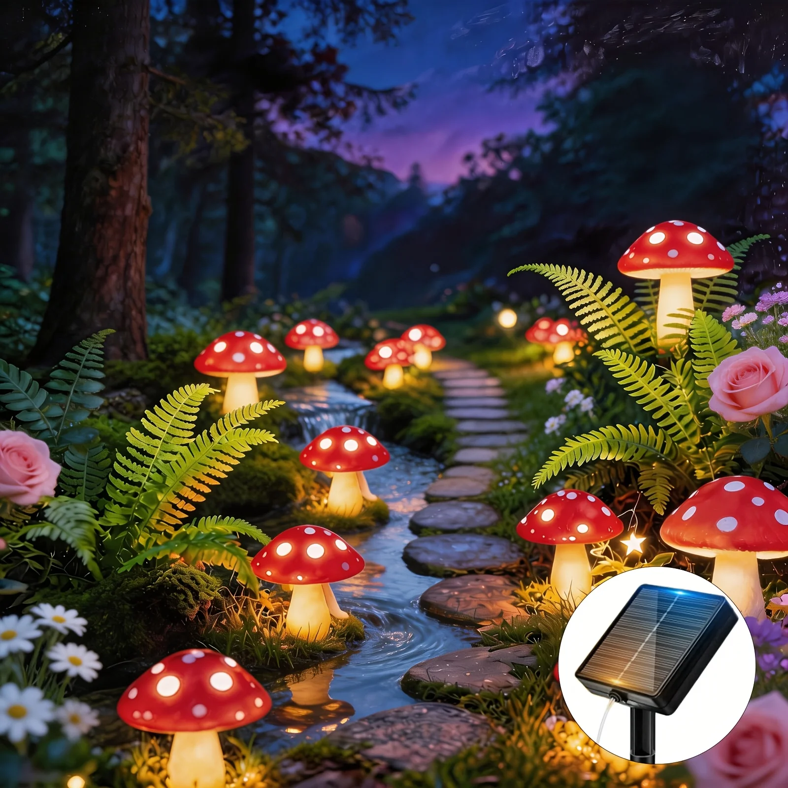 Solar Mushroom Lights Ground Stake Garden Lamps Solar Powered 8/12/20LED 8 Modes for Lawn Yard Courtyard Patio Christmas Decor