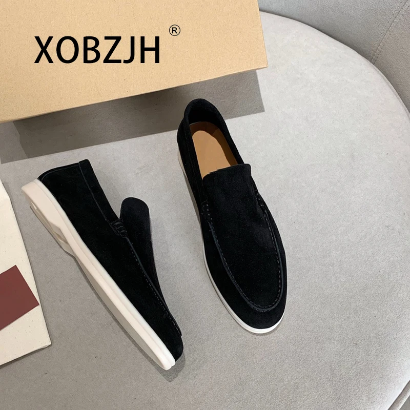 No Logo-Luxury Designer Suede Leather Men's Loafers Spring and Autumn Casual Soft Sole High Quality Cashmere Trends Flat Shoes
