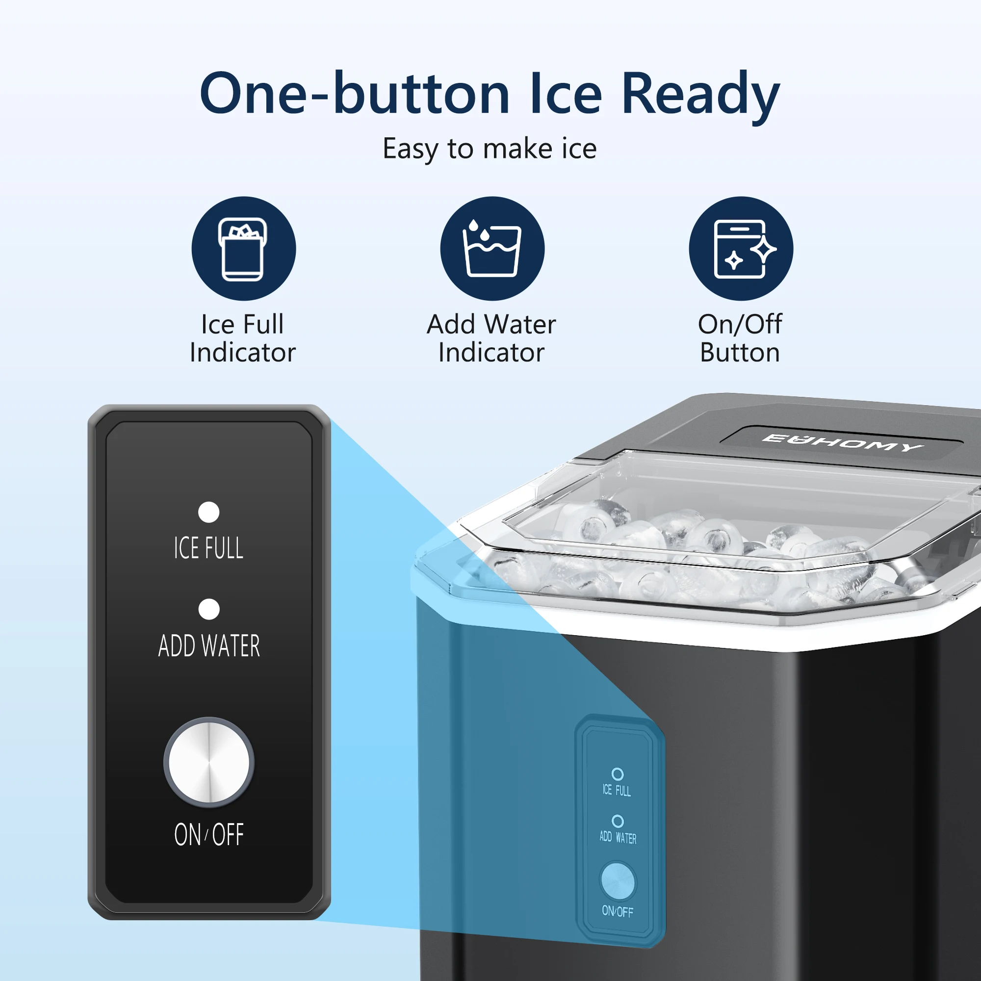 Vibekio Portable Ice Maker Machine 26 lbs/Day 9 Cubes Ice in 6 Mins With Ice Scoop&Basket for Home Kitchen Office RV.