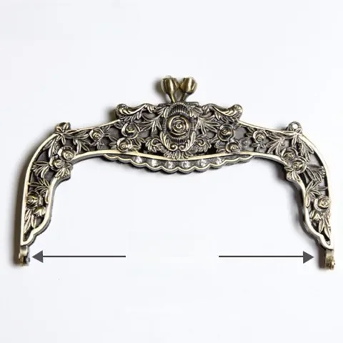 Rozmiar 16 CM 1 sztuka srebrny antyczny mosiądz Gumetal torebka metalowa rama z zapięciem kryształowym róża kwiatowy styl torebka metalowa rama uchwyt — zdjęcie 2
