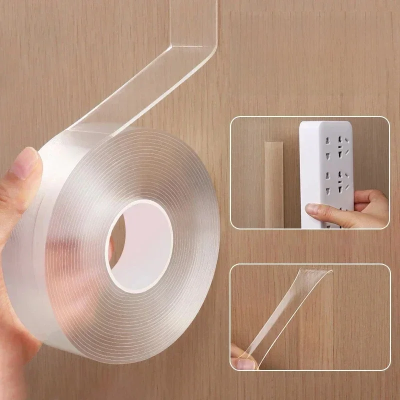 Nano ruban adhésif Double face Extra résistant, 5m/3/2m/1m, Transparent, sans Trace, réutilisable, étanche, pour la maison