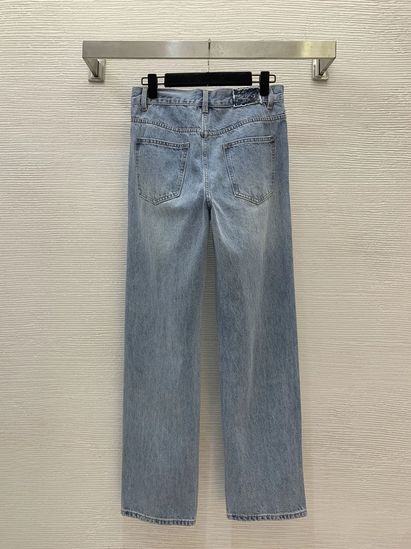 

2025 Women's Beaded Straight Leg Jeans High Waisted Denim Pants with Embellished Details Casual Comfort Tummy Control