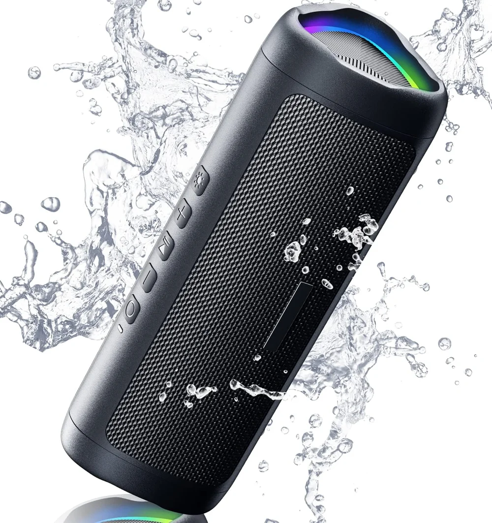

Bluetooth-колонка с HD-звуком, портативная, беспроводная, водонепроницаемая (IPX5), до 20 часов работы, TWS-сопряжение, BT5.3, для дома/вечеринок/на улице
