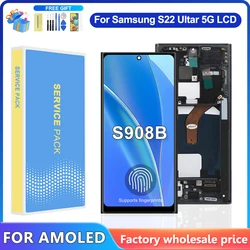 For AMOLED With Frame For Samsung S22 Ultra 5G LCD S908B S908U S908N Display Touch Screen Digitizer Assembly