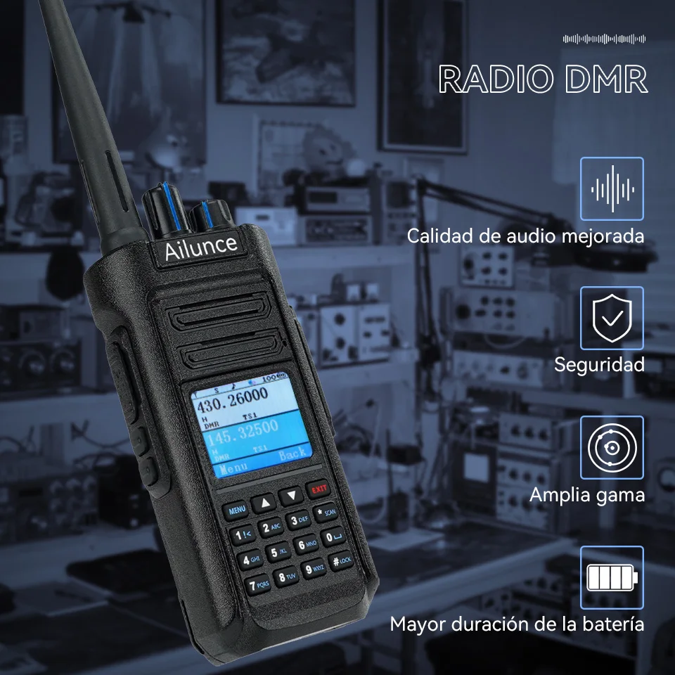 Retevis Ailunce HD2 walkie talkie DMR digital walkie tolkie largo alcance profesional emisora radioaficionado Compatible con Bluetooth walkie-talkies UHF VHF ham radio caza comunicación Resistente al agua IP67