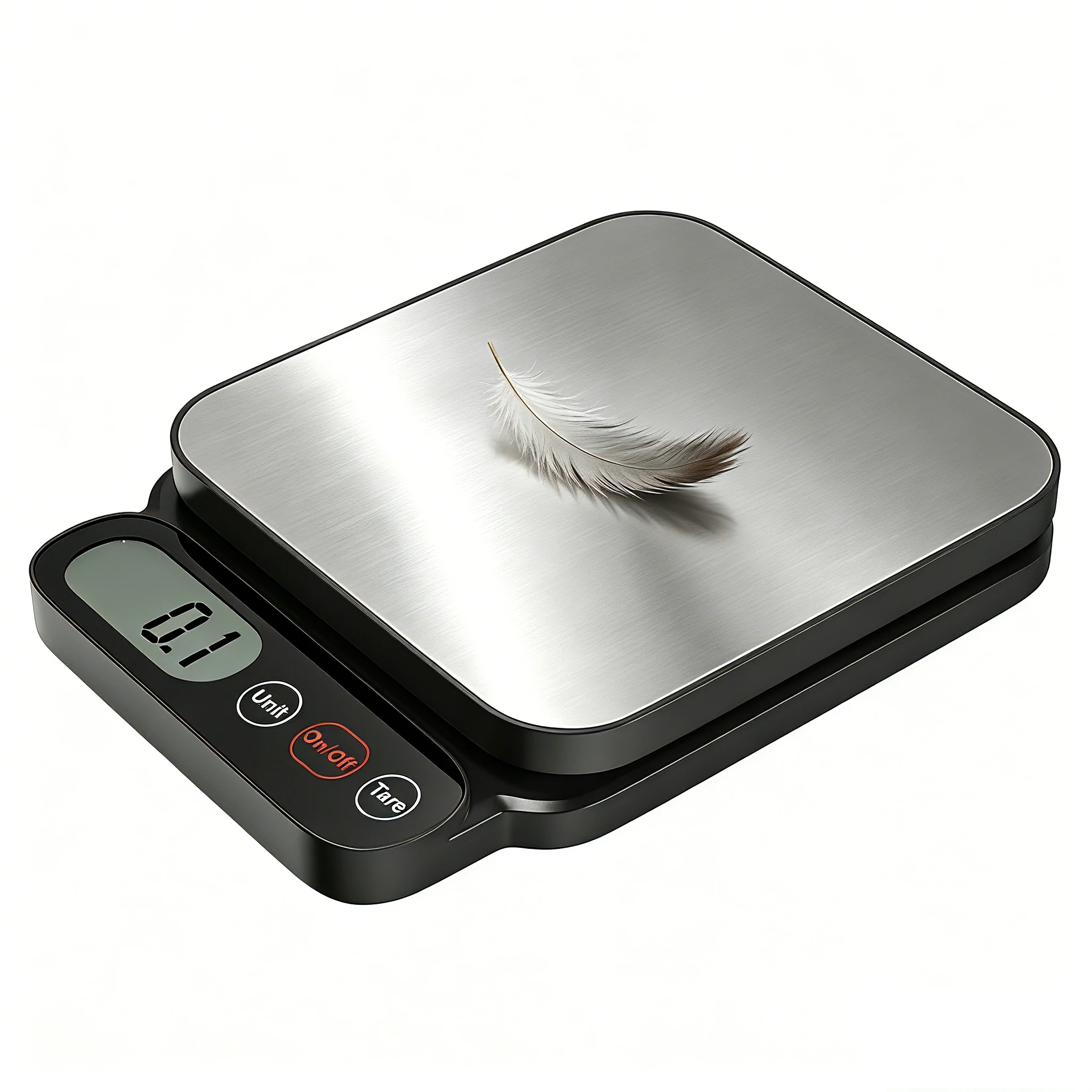 Balance de cuisine numérique, surface en acier inoxydable, écran LCD (fonction de tare, arrêt automatique, balance alimentaire numérique en acier inoxydable), précision de mesure de 1 g, capacité jusqu'à 5000 g (5 kg), affichage en g/ml/oz/lb/fl.