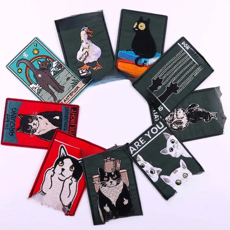 Écusson brodé de tarot animal thermocollant pour vêtements, badges de veste, hippicopter, patchs de chat sur vêtements, cartes de tarot thermocollantes