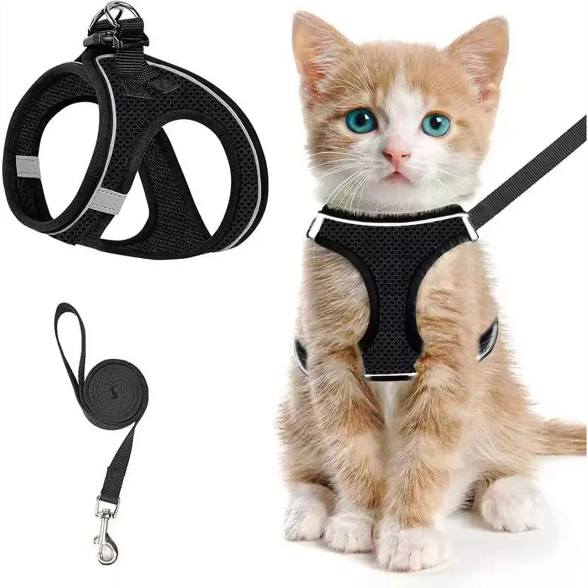 Cat Harness and Leash for Walking, Escape Proof Soft Adjustable Vest Harnesses for Cats, EasyControl