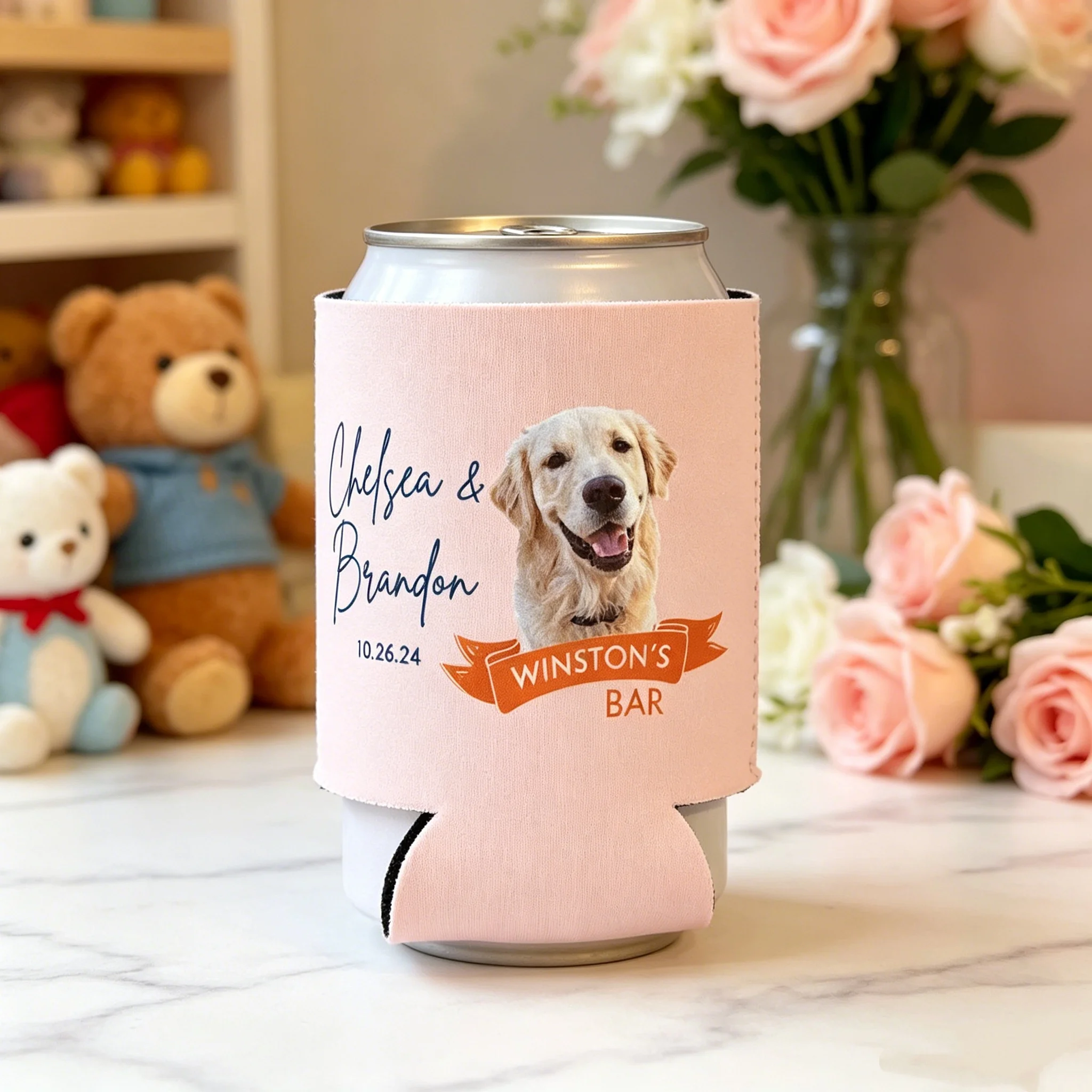

10/20/30pcs Custom Dog Pet Photo Wedding Can Cooler Full Color Print Foam Insulated Can Koozie Wedding Favor