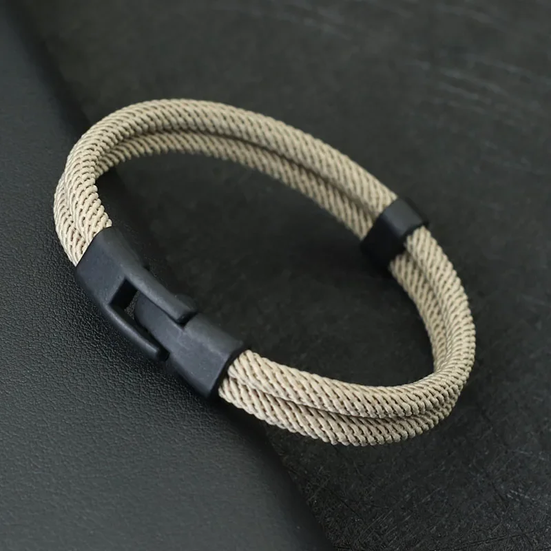 Nieuwe Mode Mannen Armband Draad Dubbellaags Afneembare Bijpassende Stapelbare Armband Vrijetijdsaccessoires Hombre Erkek Bileklik - afbeelding 2