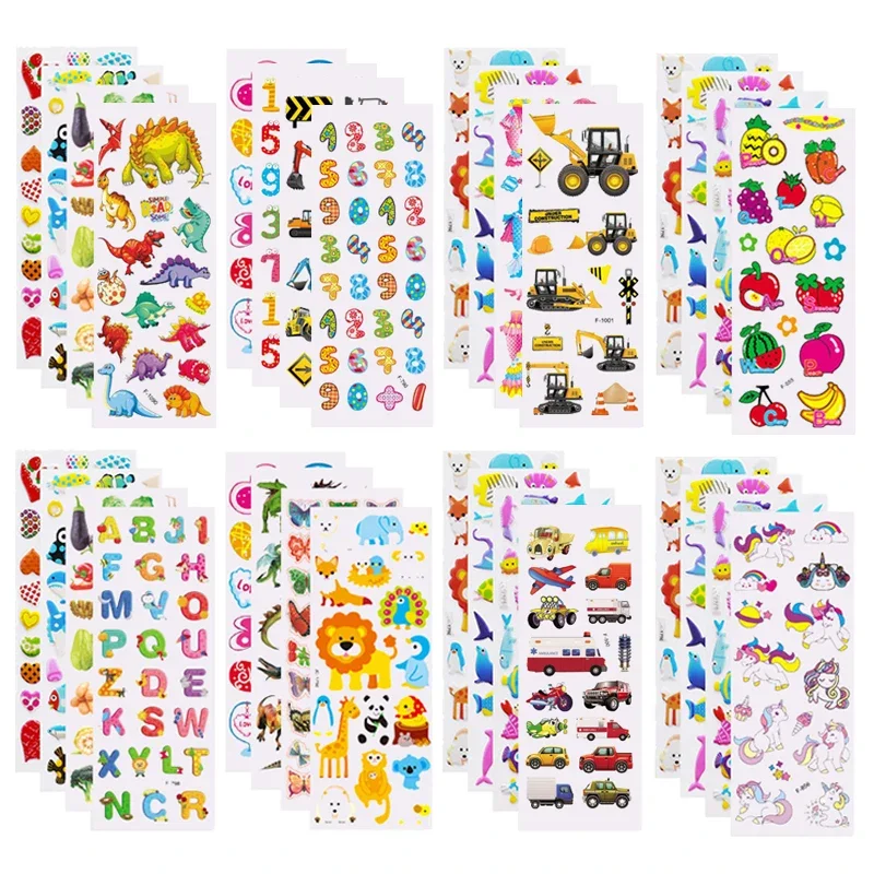5 arkuszy naklejki dla dzieci bufiaste naklejki dla dzieci urodziny boże narodzenie prezent na nowy rok dla dziewczynki chłopiec Scrapbooking naklejki z kreskówek — zdjęcie 2