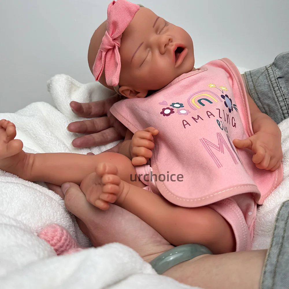 부드러운 18 인치 실리콘 다시 태어난 아기 인형 손으로 그린 ​​인형 매니아 미술 컬렉션을위한 실물 같은 신생아 소녀