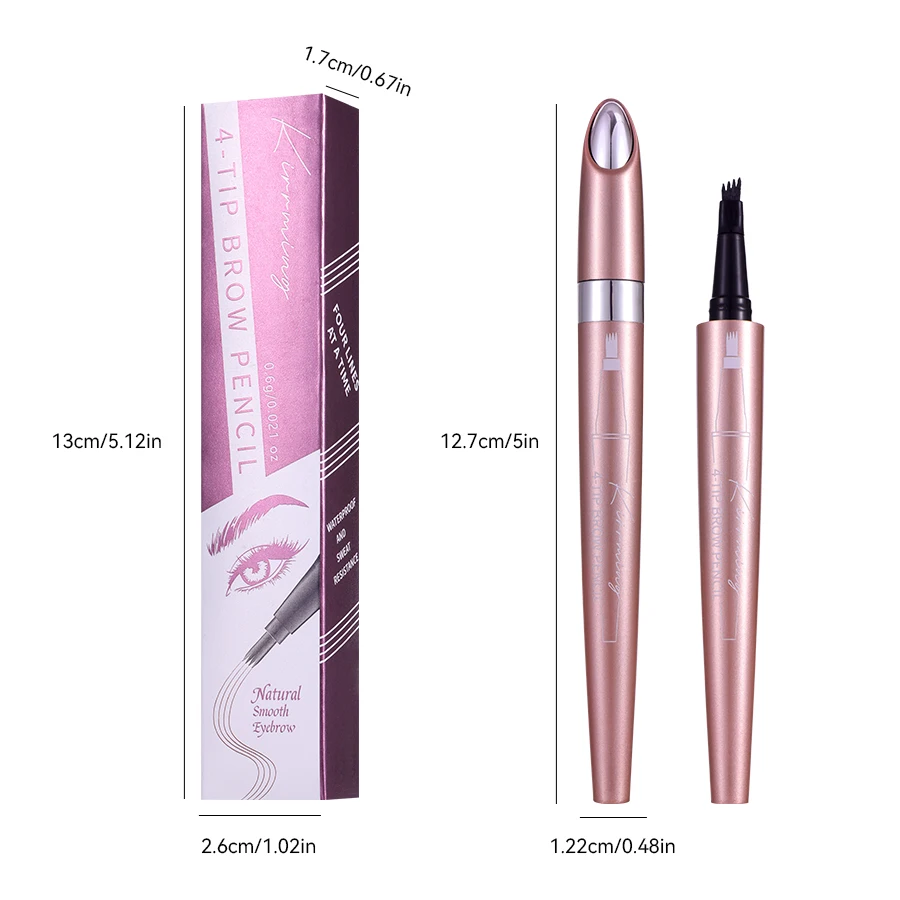 4 Fork Tip Eyebrow Pencil 3D Microblading Waterproof Dark Brown Natural Colour Fine Stroke Magic Eyebrow Pencil 2024 New Ladies