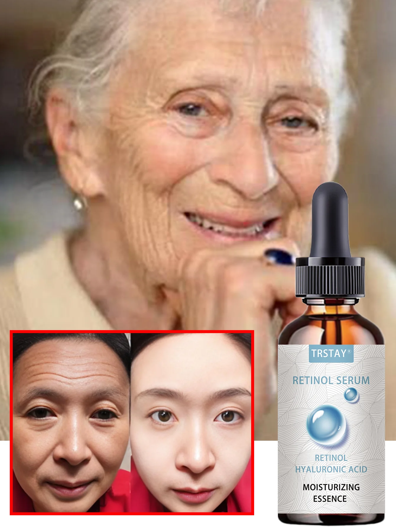 Facial Anti-Wrinkle Moisturizing Essence Liquid - With Plant Extracts, Hydrating and Moisturizing, Gentle and Non-Irritating, Su