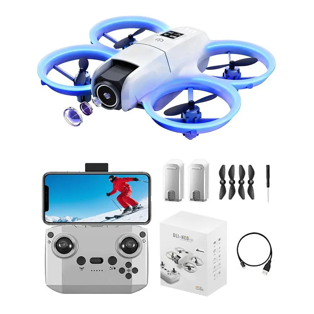 DLI Drone NEO 4K Professional Dual-Camera FPV WiFi Optical Flow Altitude Hold Remote Control with 2 Batteries for Beginners