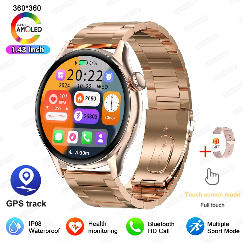 2026 Nieuwe Smartwatch Dames 1.43" Ultradun AMOLED HD Scherm Sport Fitness Armband Aangepaste Wijzerplaat Spraakoproep Dames Smartwatch