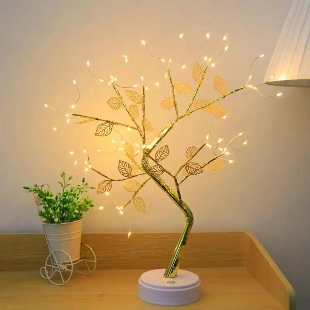 1pc 72LED With Golden Leaf Touch Tree Light, Night Light, Battery Box USB Christmas Decorative Light (excluding Battery)