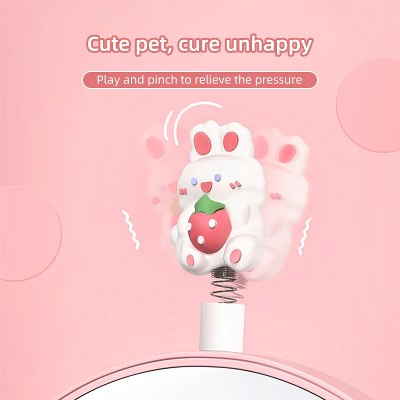 Niedlicher Hasenspiegel, süßer Make-up-Spiegel, Studentenwohnheim, kleiner Spiegel, tragbarer, zusammenklappbarer Desktop-Spiegel, kann die Aufbewahrung nach Hause stehen