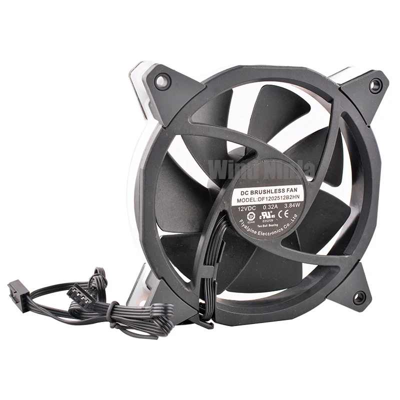 Ventilateur de refroidissement à lumière couleur RVB pliable, 12cm, 120mm, 120x120x25mm, DC 12V, 0,32 A, 3.84W, 4 broches, 3000, adapté pour processeur hôte d'ordinateur Trident X