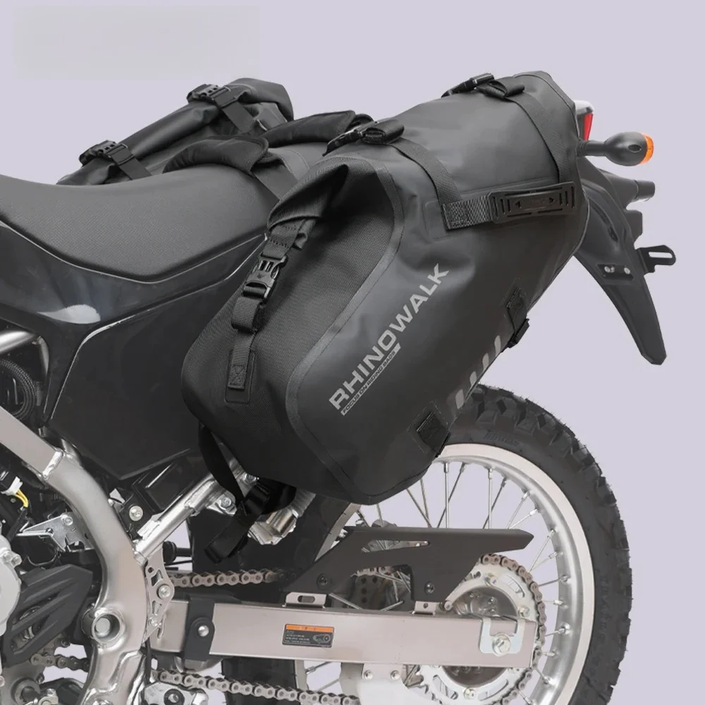 Rhinowalk Motorradtasche, 100 % wasserdicht, 18 l/28 l/48 l, großes Fassungsvermögen, 2 Stück, universelle Passform, Motorrad-Gepäcktasche, Sattel-Seitentaschen