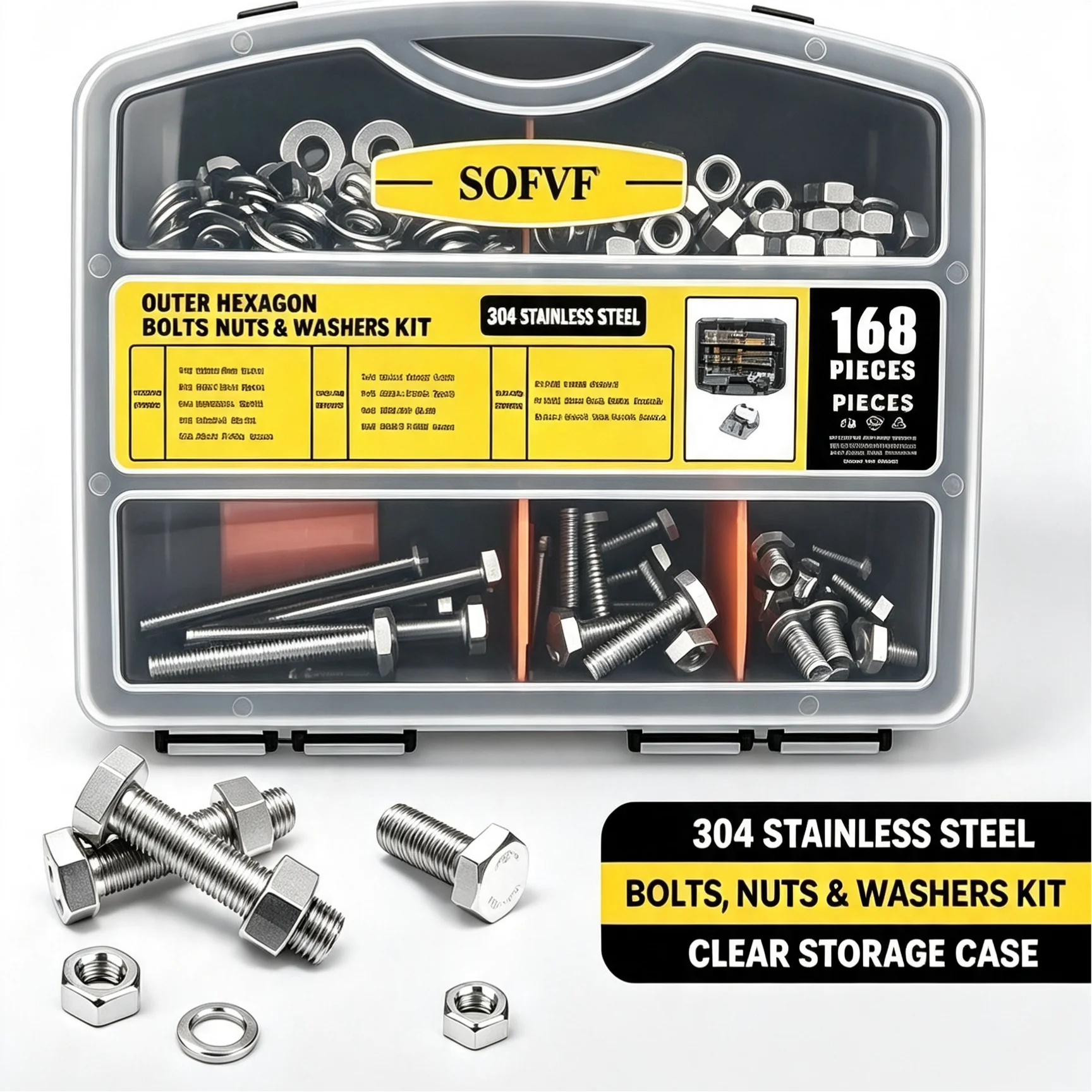 Furniture Hardware Bolts - Kit d'assortiment de vis hexagonales, écrous