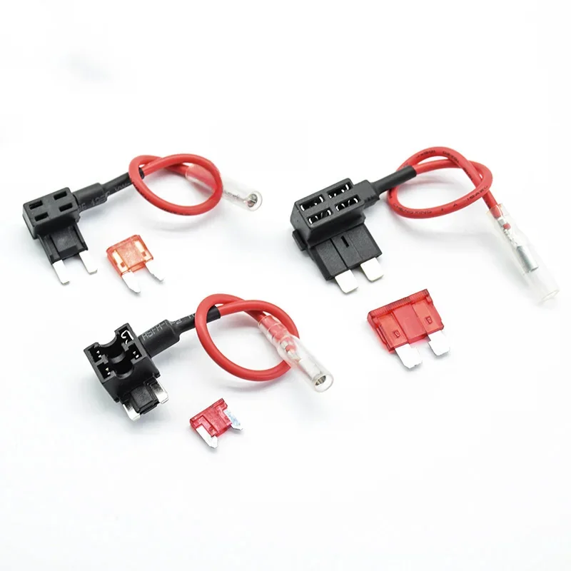 2 szt. 12V Micro/Mini/standardowy rozmiar uchwyt bezpiecznika samochodowego dodatkowy obwód bezpiecznik Piggy Back Adapter TAP z bezpiecznikiem płaskim 10A ATM — zdjęcie 2